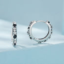 S925 Oxidized Silver Pavé CZ Earrings Size 14*2.5mm for Women-5