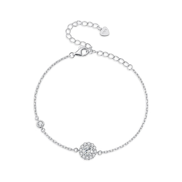 925 Sterling Silver Moissanite 0.5ct Bracelet with Pavé Setting for Women