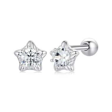 925 Sterling Silver Moissanite Stud Earrings 5mm for Women - 0