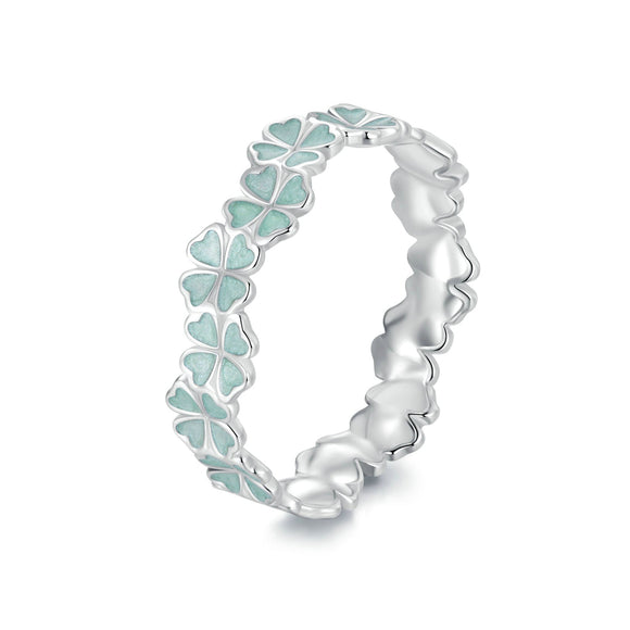 925 Sterling Silver Enamel and Platinum Plated Ring Size 6 for Women