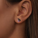 925 Sterling Silver Earrings with Pavé Setting CZ in Black Gold - Size 0.8*1.1cm for Women-5