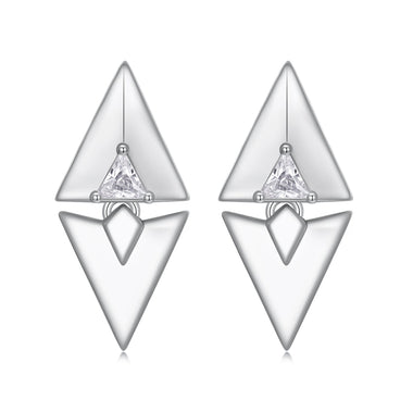 925 Sterling Silver Earrings with White Gold Plating and CZ