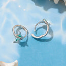 925 Sterling Silver Earrings with Transparent Glass, Enamel, White Gold Plated, 1.3x1.5cm for Women-4
