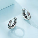 925 Sterling Silver Earrings with Pavé Setting and Oxidized Finish-4