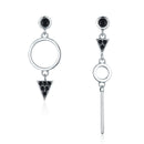 925 Sterling Silver Oxidized Pavé Setting CZ Earrings-1