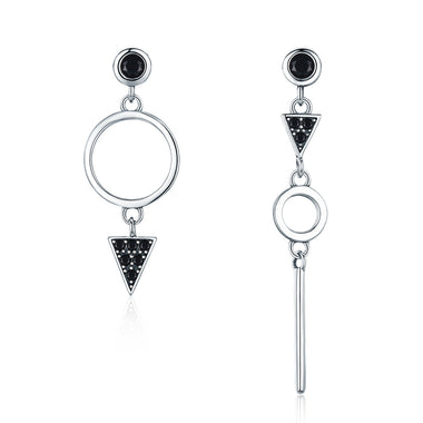 925 Sterling Silver Oxidized Pavé Setting CZ Earrings