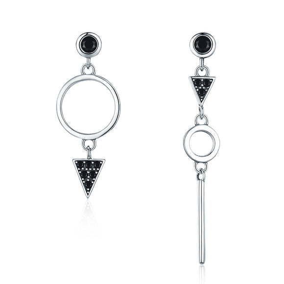925 Sterling Silver Oxidized Pavé Setting CZ Earrings