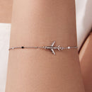 925 Sterling Silver White Gold Plated 16+5cm Bracelet with CZ Pendant for Women-5