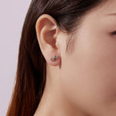 925 Sterling Silver Earrings with Transparent Glass and CZ for Women-6
