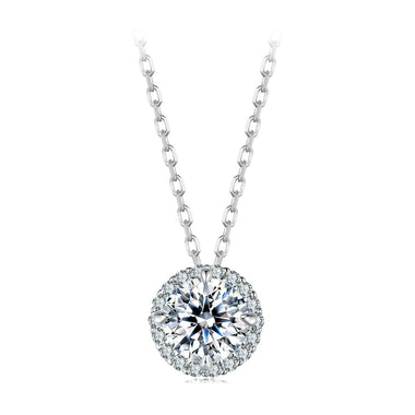 925 Sterling Silver Moissanite Necklace 40+5cm with Pavé Setting for Women - 0