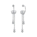 925 Sterling Silver Earrings with Pavé CZ in White Gold Plating - 3.1 x 0.7 cm for Women-1