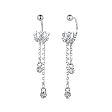 925 Sterling Silver Earrings with Pavé CZ in White Gold Plating - 3.1 x 0.7 cm for Women