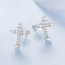 925 Sterling Silver Earrings with Pavé Setting CZ in White Gold Plating - 1.2x0.8cm for Women-4