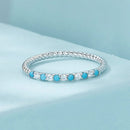 925 Sterling Silver White Gold Plated Turquoise Ring Size 6.0 for Women-4