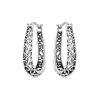 925 Sterling Silver Earrings 2.3*0.4cm Oxidized Silver for Women