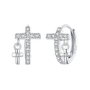 925 Sterling Silver Earrings with Pavé Setting CZ in White Gold, Size 13*8mm for Women-2