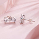 925 Sterling Silver Earrings with Pavé Setting CZ and White Gold Plating-4
