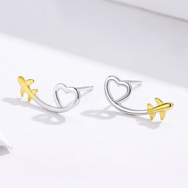 925 Sterling Silver Earrings, 0.6cm, Plated Gold, Plated Platinum for Women - 0