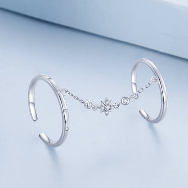925 Sterling Silver Plated CZ Ring 30mm Chain Length, 1.7mm Width for Women - 0