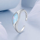 925 Sterling Silver White Gold Plated 1.9mm Transparent Glass Ring-5