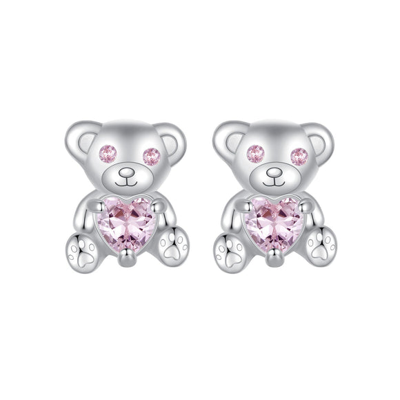 925 Sterling Silver Earrings with CZ in White Gold Plating