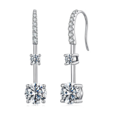 925 Sterling Silver Moissanite 1.00 Carat Earrings for Women - 0