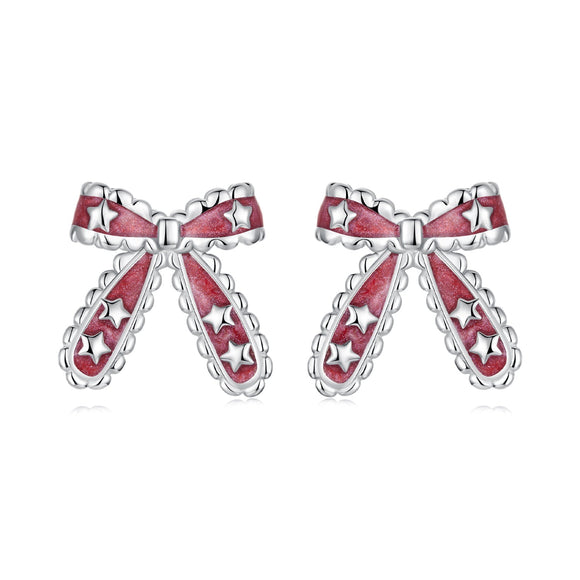 925 Sterling Silver Earrings with Enamel Process in White Gold Plating for Women