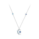 925 Sterling Silver Necklace with Pavé Setting CZ and Spinel Pendant-2