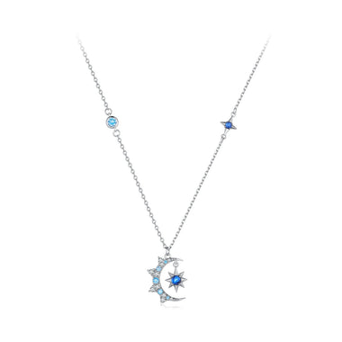 925 Sterling Silver Necklace with Pavé Setting CZ and Spinel Pendant - 0