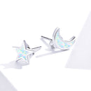 925 Sterling Silver Opal Earrings for Women - Star & Moon Design-5