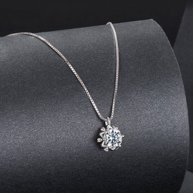 925 Sterling Silver Moissanite & CZ Pavé Necklace - 40+5cm for Women - 0