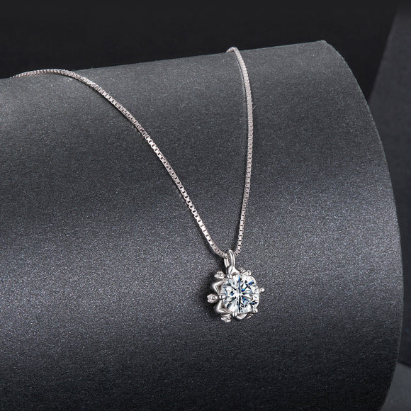 925 Sterling Silver Moissanite & CZ Pavé Necklace - 40+5cm for Women