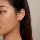 925 Sterling Silver Synthetic Spinel Earrings with Platinum Plating - 12x7mm-6