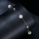 925 Sterling Silver 3mm Moissanite & Shell Pearl Bracelet for Women-3