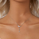 925 Sterling Silver Pendant Necklace with CZ and Transparent Glass for Women-7