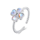 925 Sterling Silver Moonstone Clover Ring for Women-3