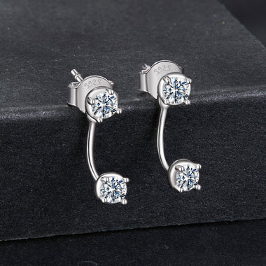 925 Sterling Silver White Gold Plated Moissanite Earrings 0.1 Carat for Women - 0