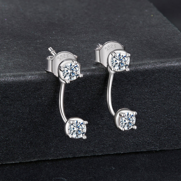 925 Sterling Silver White Gold Plated Moissanite Earrings 0.1 Carat for Women
