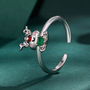 925 Sterling Silver Enamel Pavé CZ Ring-4