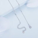 925 Sterling Silver Necklace with Transparent Glass and Pavé Setting CZ - Length 450mm-5