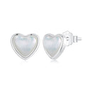 925 Sterling Silver White Shell Plated White Gold Earrings Size 7*8mm-2