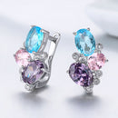 925 Sterling Silver Earrings with Transparent Glass, 1.6*1.1cm for Women-5