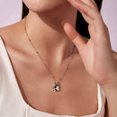 925 Sterling Silver White Gold Plated Necklace with CZ and Nacre for Women-7