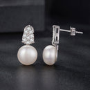 925 Sterling Silver 0.023 Carat Moissanite & Freshwater Pearl Earrings for Women-4