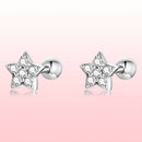 925 Sterling Silver Earrings with Pavé Setting CZ and Platinum Plating - 0.5cm for Women-6