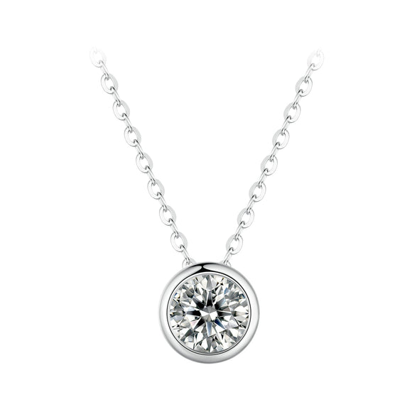 S925 Sterling Silver Moissanite Necklace 400mm with 1ct Moissanite for Women