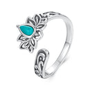 925 Sterling Silver Ring with Synthetic Turquoise in Oxidized Finish for Women-2