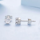 925 Sterling Silver White Gold Plated Earrings 0.5cm with CZ-4