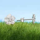 925 Sterling Silver Earrings with Pavé Setting CZ and White Gold Plating, 0.8cm for Women-4