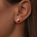 925 Sterling Silver Earrings with Enamel Finish and Pavé Setting in Rose Gold-7